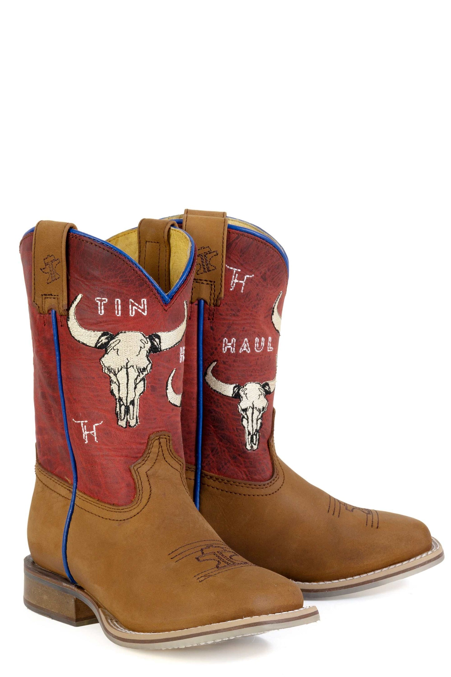 Kid's Tin Haul Bullheaded Boots With 8 Second Legend Sole Handcrafted Brown