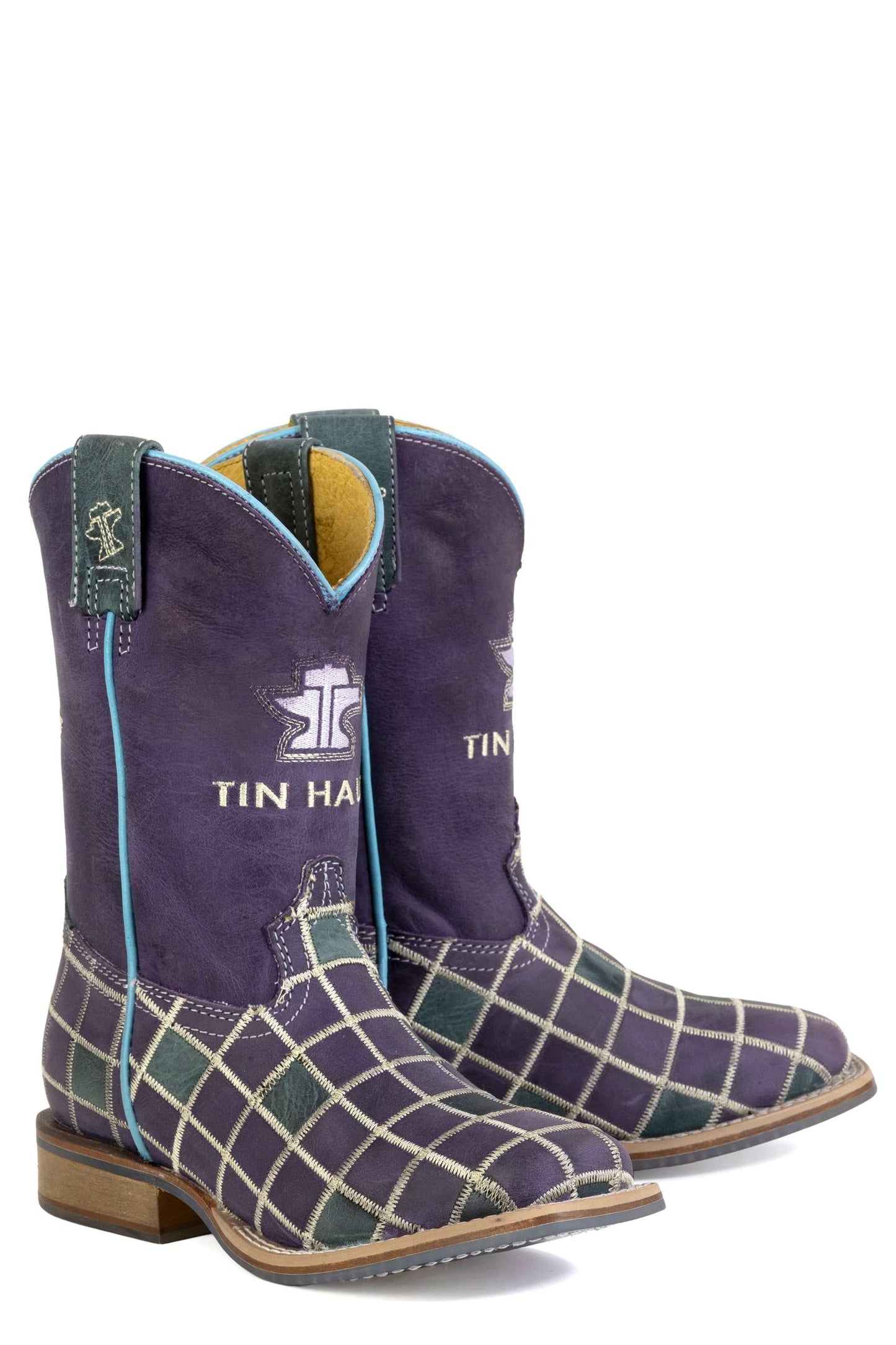 Kid's Tin Haul Patches Boots With Dream Horse Sole Handcrafted Purple