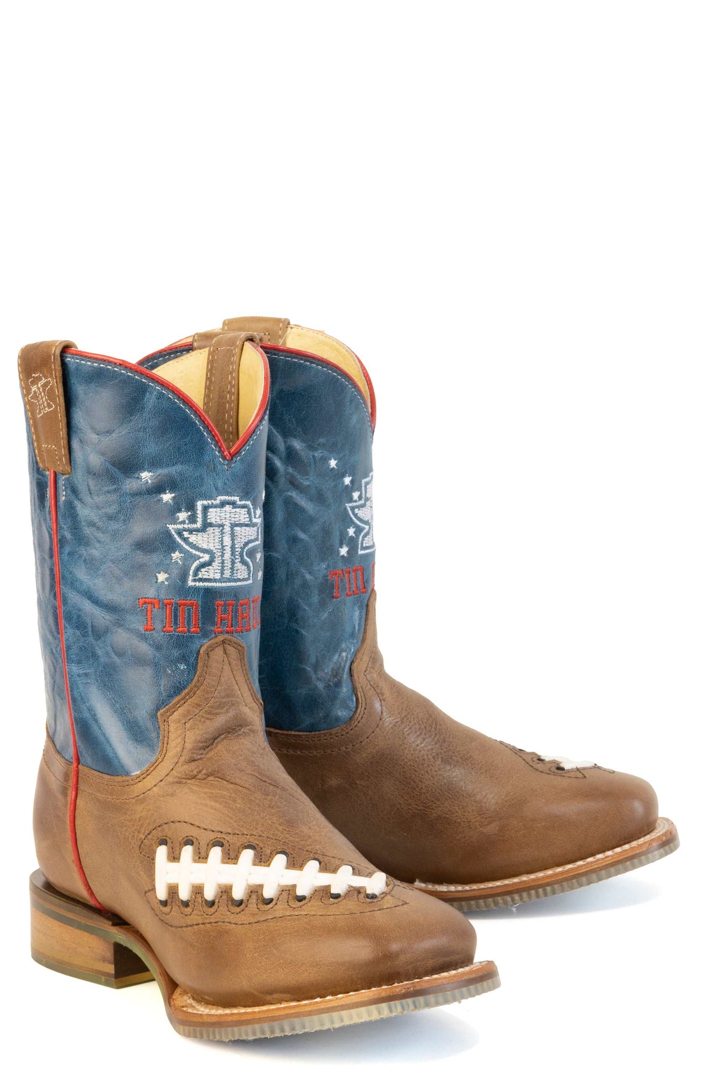 Kid's Tin Haul Footballer Boots With Friday Night Lights Sole Handcrafted Brown