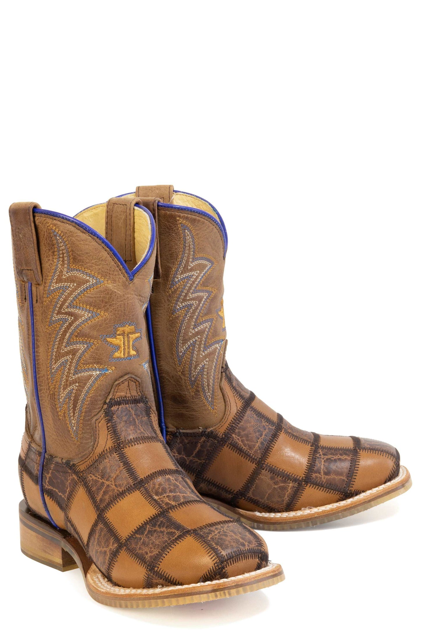 Kid's Tin Haul Checkmate Boots With Ride Fast Sole Handcrafted Brown