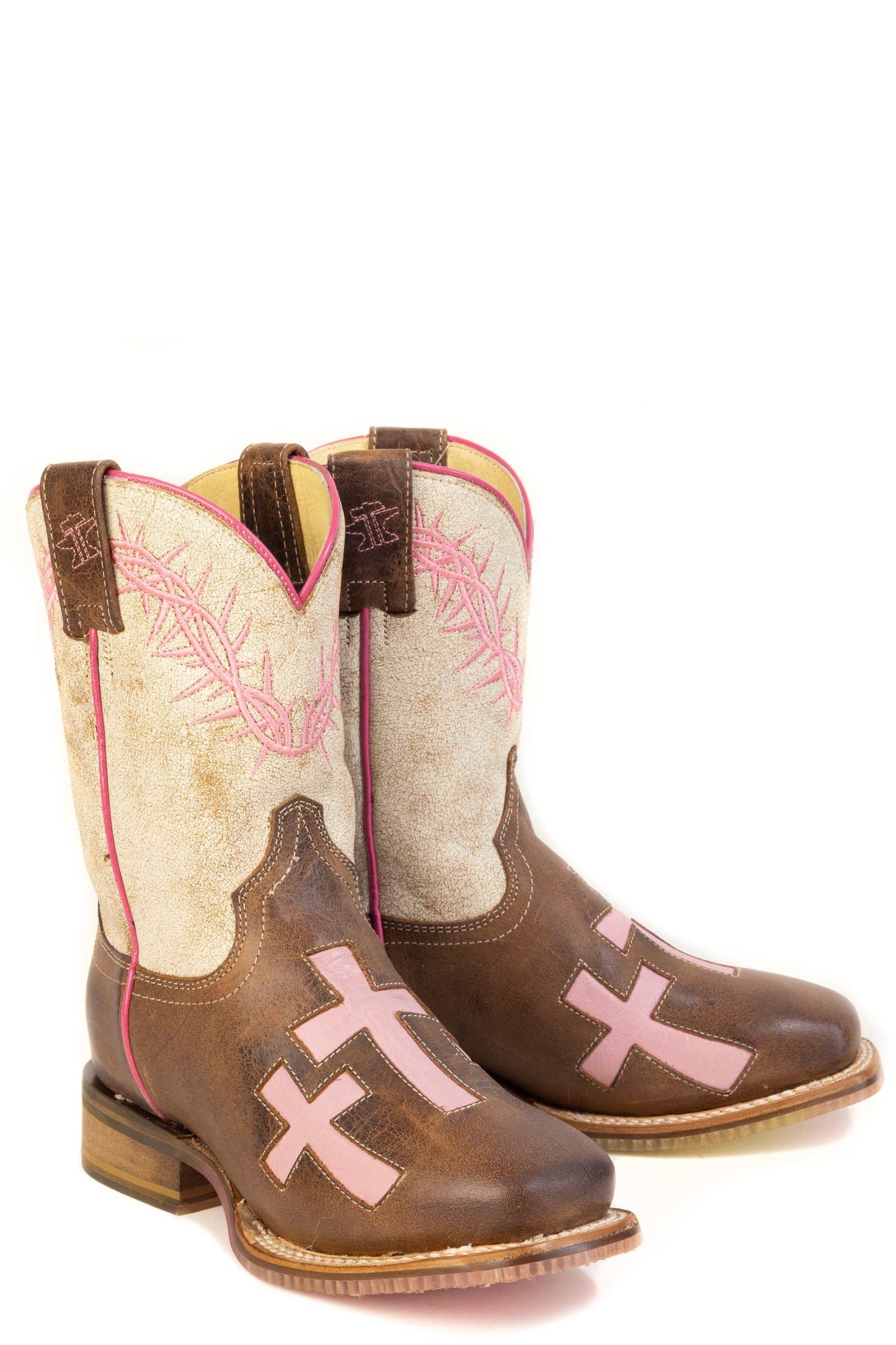 Kid's Tin Haul Holy Soles Boots With Let Their Be Light Sole Handcrafted Brown
