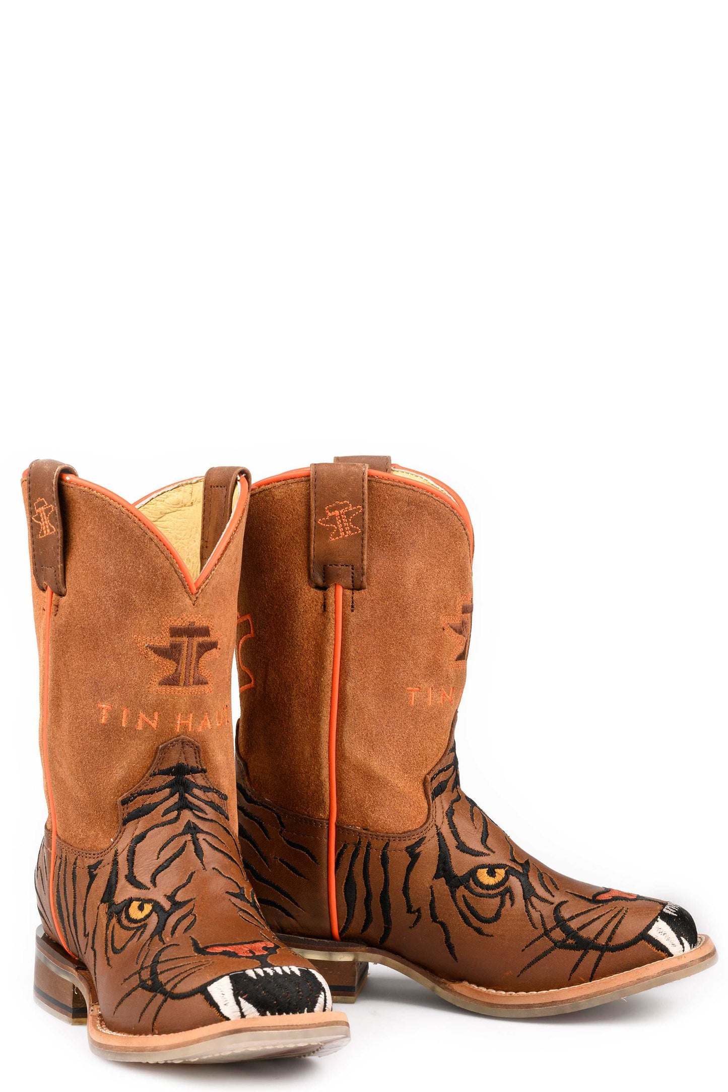 Kid's Tin Haul Wild Tiger Boots With Wild Child Sole Handcrafted Brown