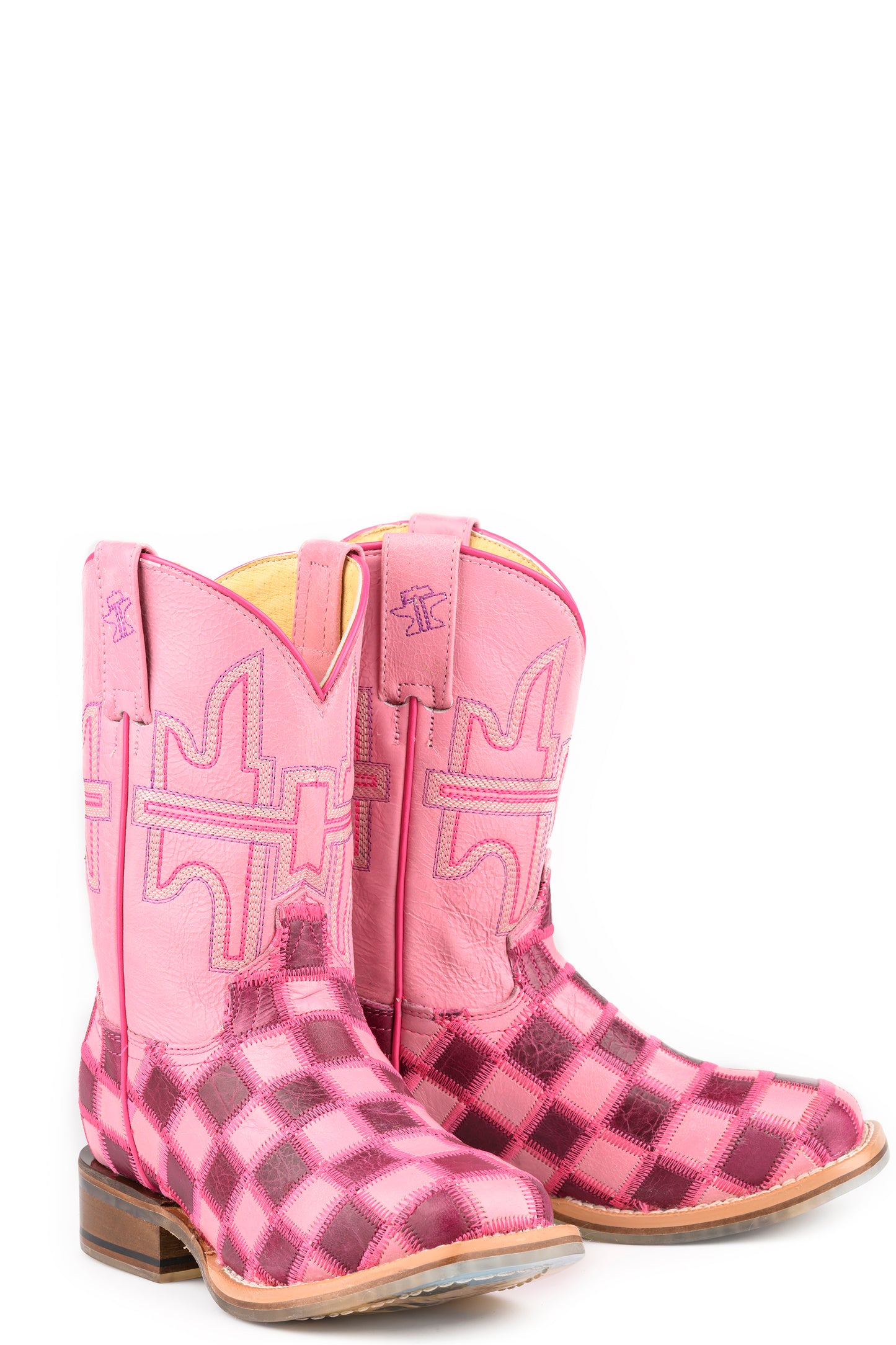 Kid's Tin Haul Lil' Squares Boots With Best Friend Sole Handcrafted MULTI
