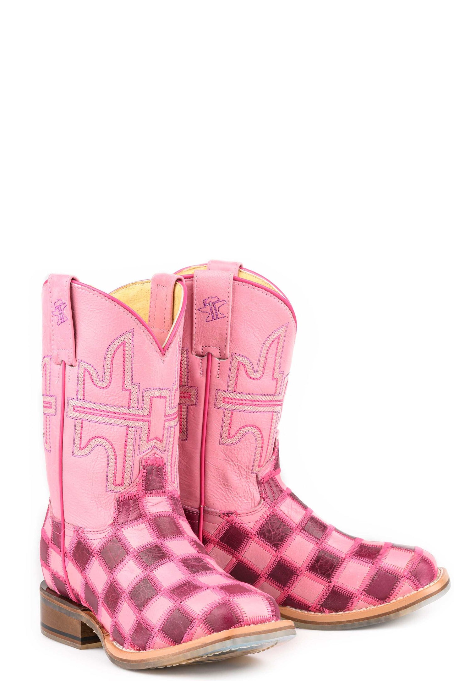 Kid's Tin Haul Lil' Squares Boots With Best Friend Sole Handcrafted MULTI