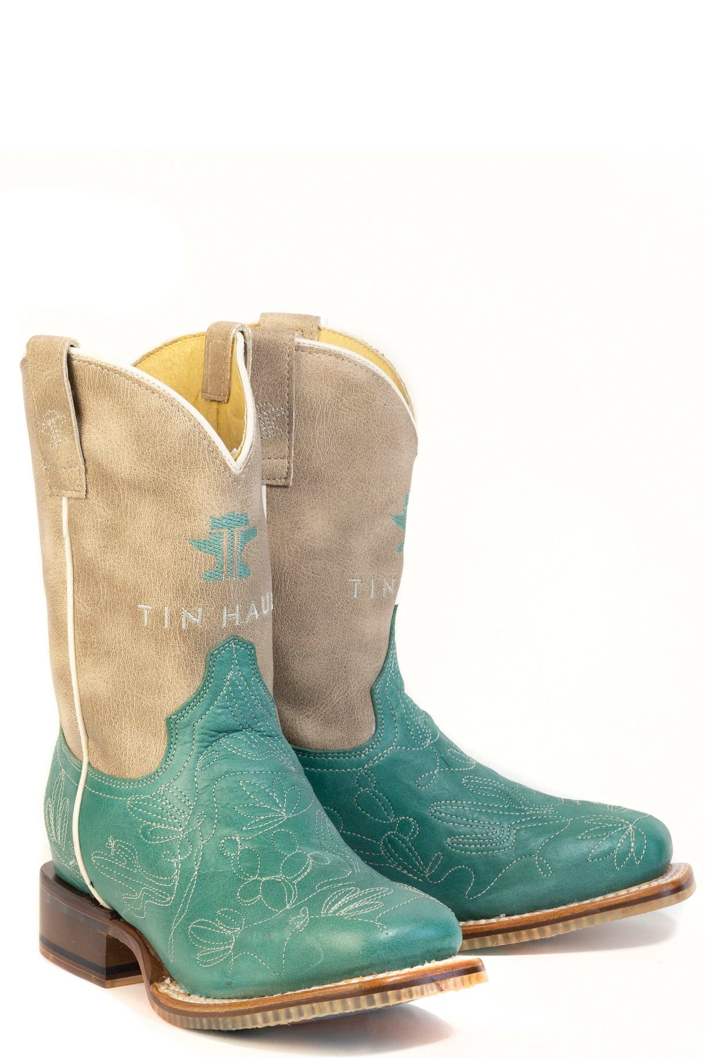 Kid's Tin Haul Cacatillow Boots With Prickly Pear Sole Handmade Brown