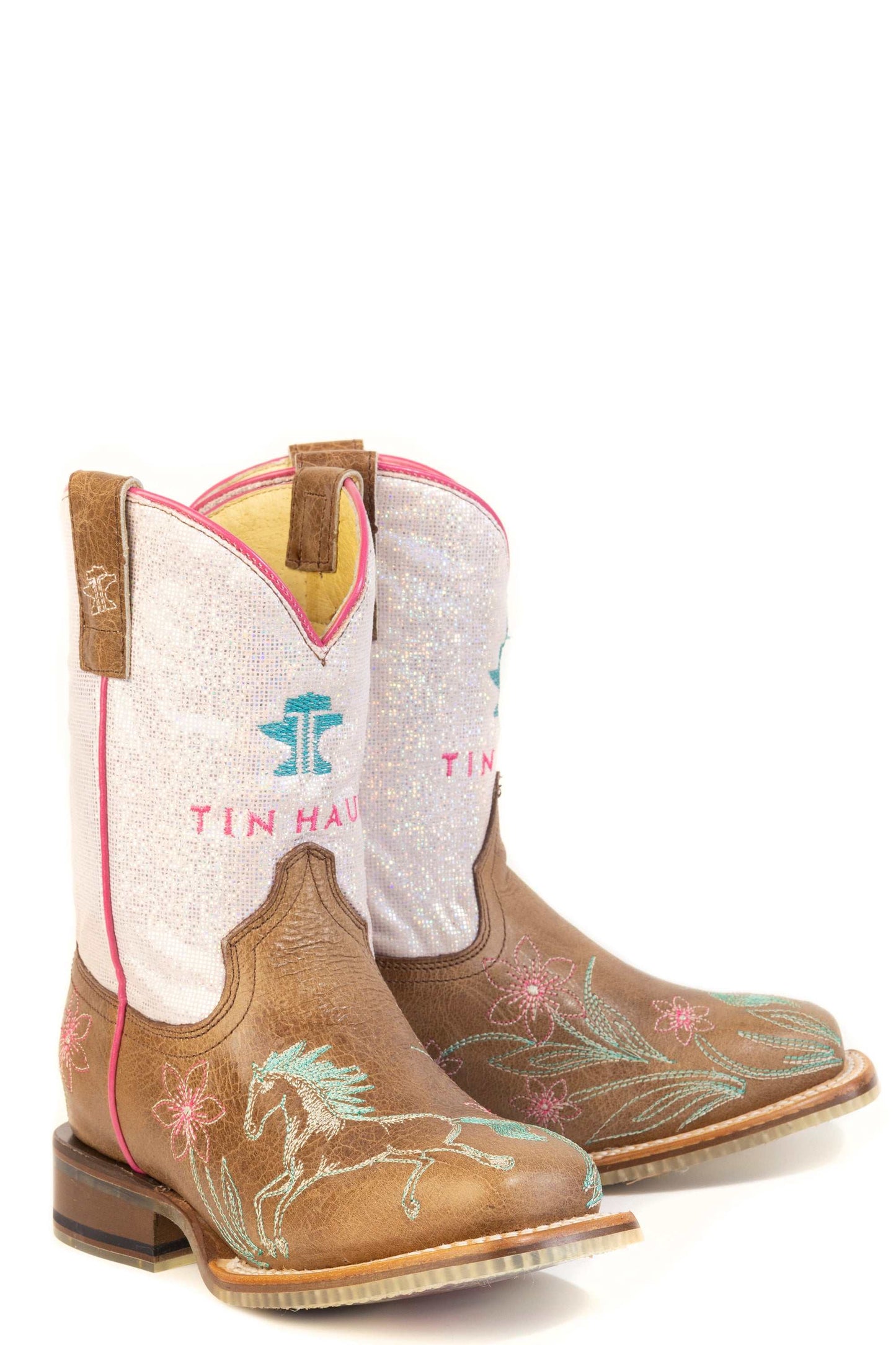 Kid's Tin Haul Sassy Boots With Don't Horse Around Sole Handmade Tan