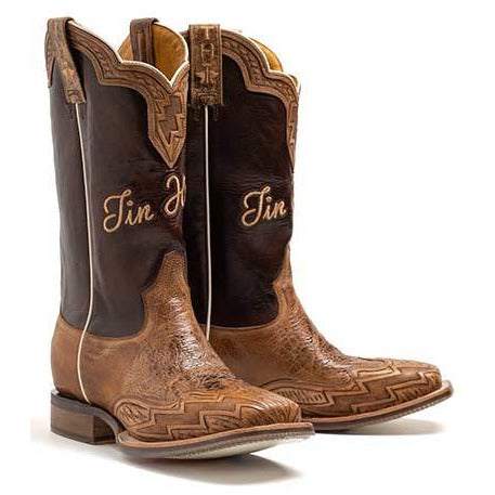 Men's Tin Haul Lightning Fast Boots handcrafted tan leather with Bullrider sole and 11-inch shaft