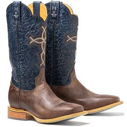 Men's Tin Haul Ichtusacross Boots brown handcrafted leather with blue shaft and strength sole