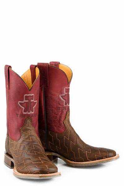 Men's Tin Haul Boots handcrafted brown with sharkbite sole and 11" shaft