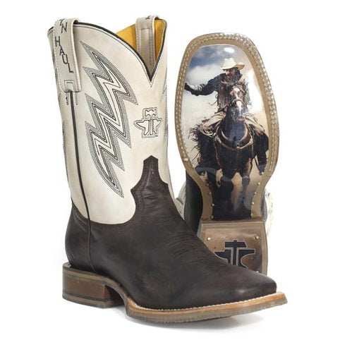 Botas Tin Haul Thunderbolt para hombre con suela Feel The Power, hechas a mano en marrón