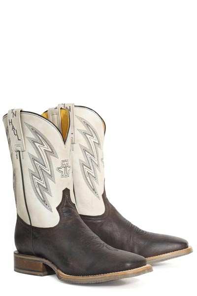 Men's Tin Haul Boots handcrafted brown with embroidered shaft and Feel The Power sole