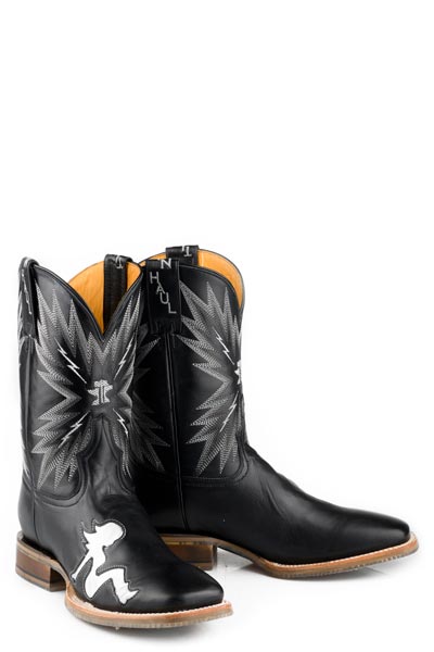 Botas vaqueras Tin Haul para hombre con suela Keep On Truckin, hechas a mano en negro