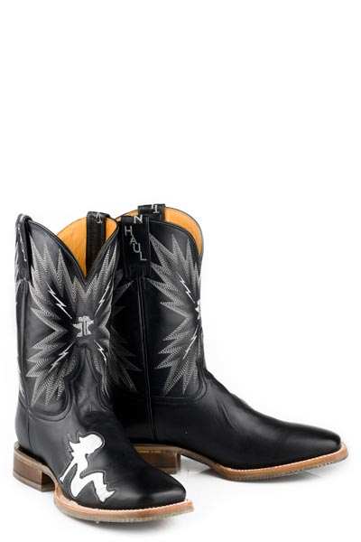 Men's Tin Haul Cowgirl Boots handcrafted black leather with Keep On Truckin sole