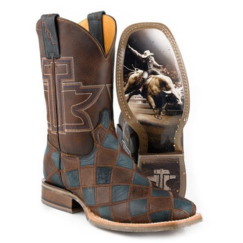 Botas Tin Haul Check Me Out para hombre con suela Rodeo, hechas a mano en marrón