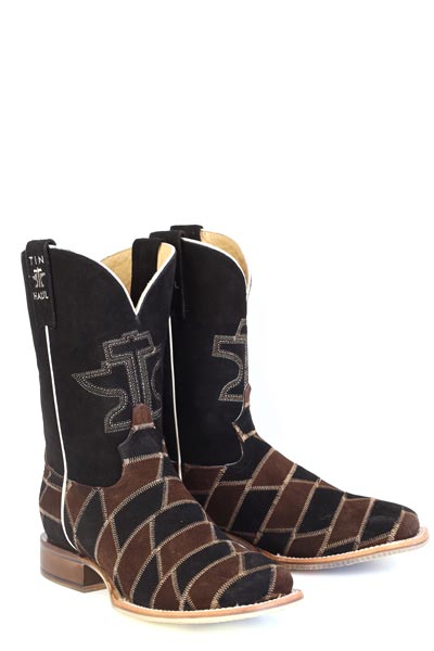 Men's Tin Haul Patch It Up Boots with Back In the Saddle Again Sole Handcrafted Brown