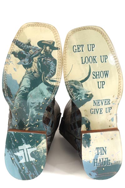 Herren Tin Haul Knotenstiefel mit Never Give Up Sohle Handgefertigt Braun