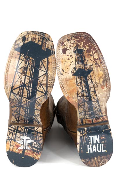Herren Tin Haul Roughneck Boots mit Ölbohrturmsohle, handgefertigt, Braun