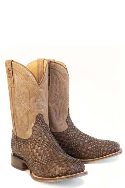Men's Tin Haul Torque Twister Boots with Got Swag Sole Handcrafted Square Toe Brown