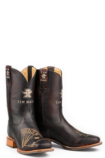 Men's Tin Haul Royal Flush Boots Handcrafted Square Toe Black