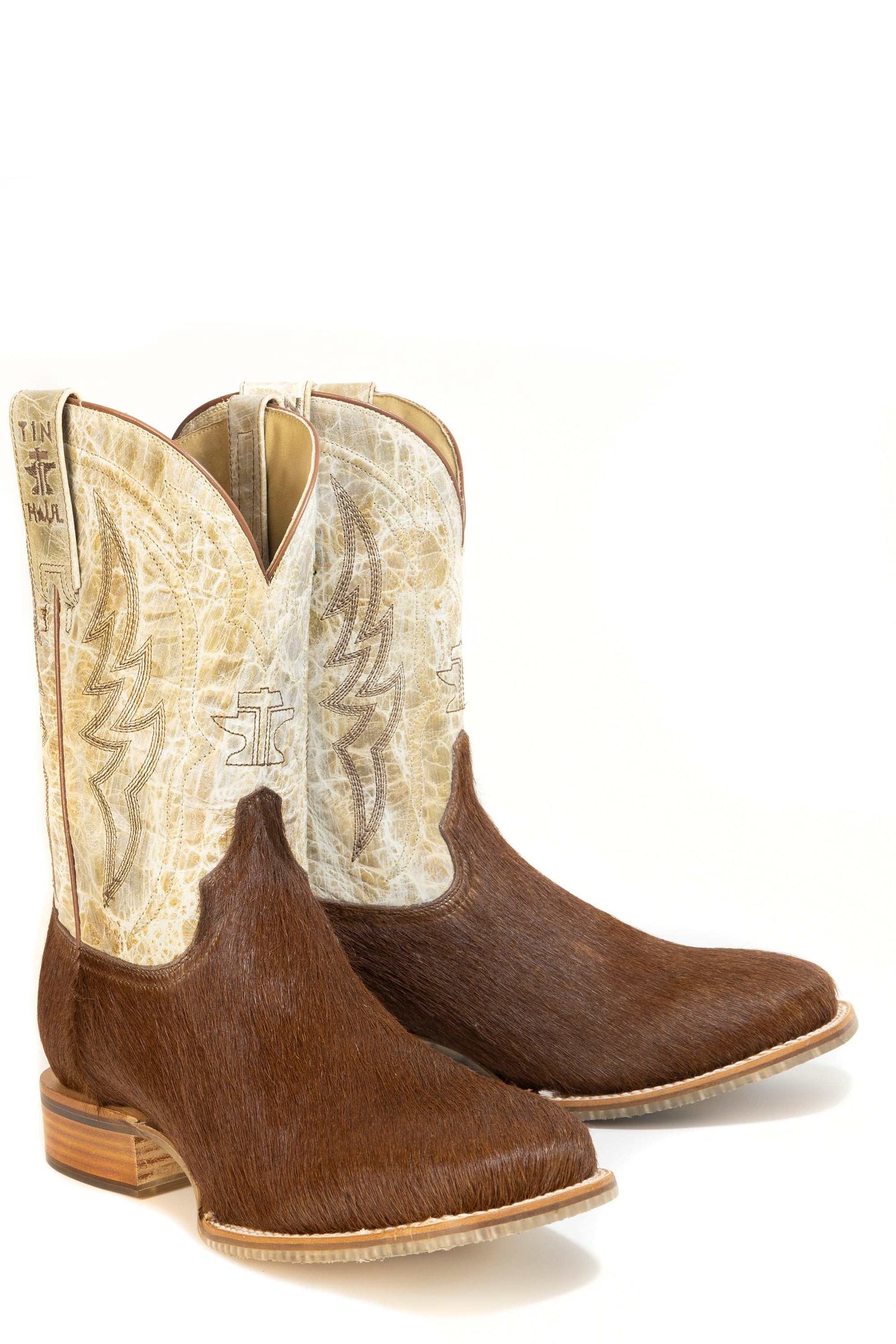 Men's Tin Haul Brahma Hair Boots With Ride Of Your Life Sole Handmade Brown