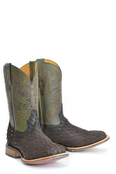 Men's Tin Haul Ruff & Tumble Boots handcrafted brown leather with Anvil On Fire sole and 11-inch shaft
