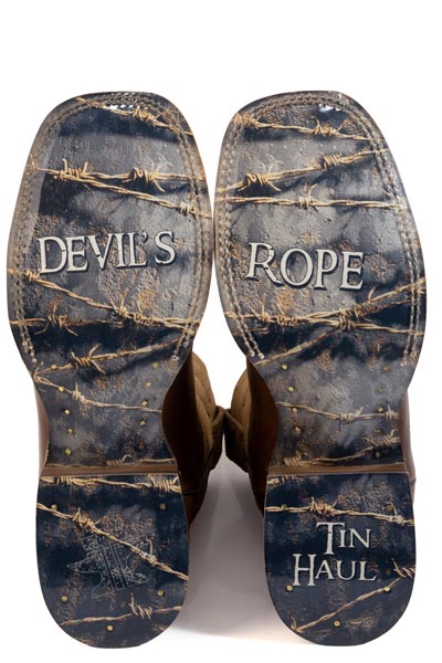 Men's Tin Haul Wirelash Boots with Devils Rope Sole Handcrafted Square Toe Brown