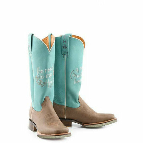 Women's Tin Haul A Cowgirls Motto Boots Born To Be Free Lug Sole Handcrafted Tan