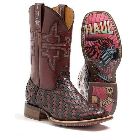 Women's Tin Haul Red Revolver Boots with Iron & Rose Sole Handcrafted Black