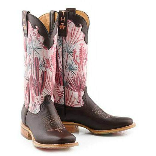 Women's Tin Haul Pinktalicious Boots Cactus Shades Sole Handcrafted Brown - yeehawcowboy