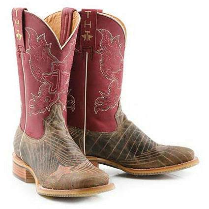 Women's Tin Haul Super Nova Star Boots handcrafted tan leather cowgirl boots with fuchsia shaft and square toe