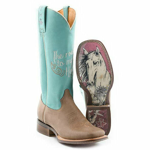Women's Tin Haul A Cowgirls Motto Boots Born To Be Free Sole Handcrafted Tan