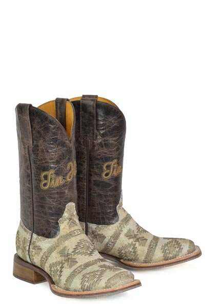 Women's Tin Haul Sign Of The Sun Boots handcrafted brown square toe desert floral sole