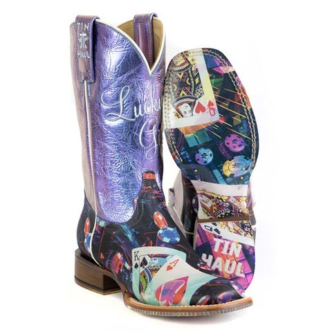 Women's Tin Haul Lady Luck Boots With Games Of Chance Sole Handcrafted Black
