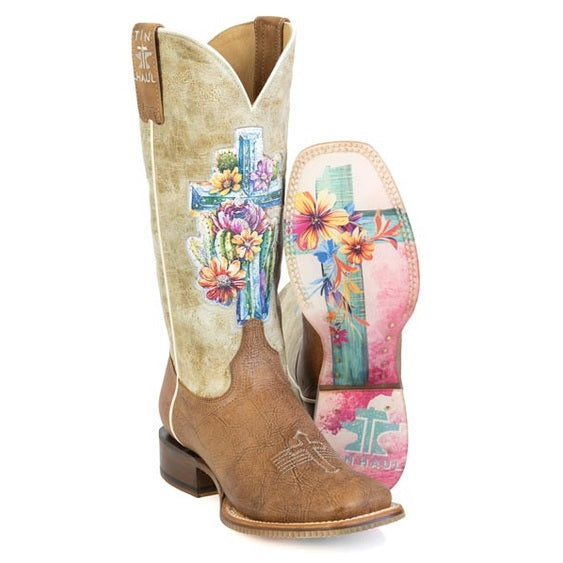 Women's Tin Haul Love Jesus Boots With Psalm 28:7 Sole Handmade