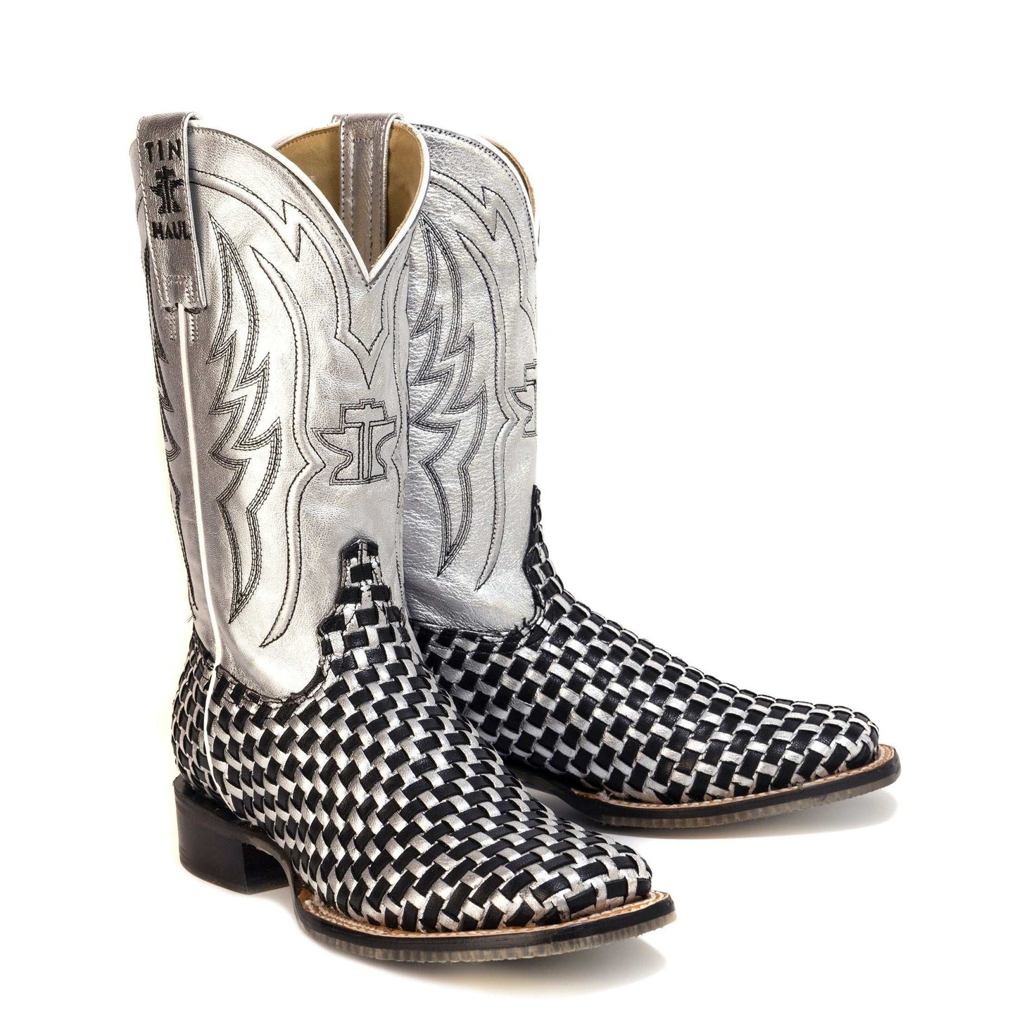 Women's Tin Haul Metallic Checkmate Boots With Crystal Gallop Sole Handmade Multi