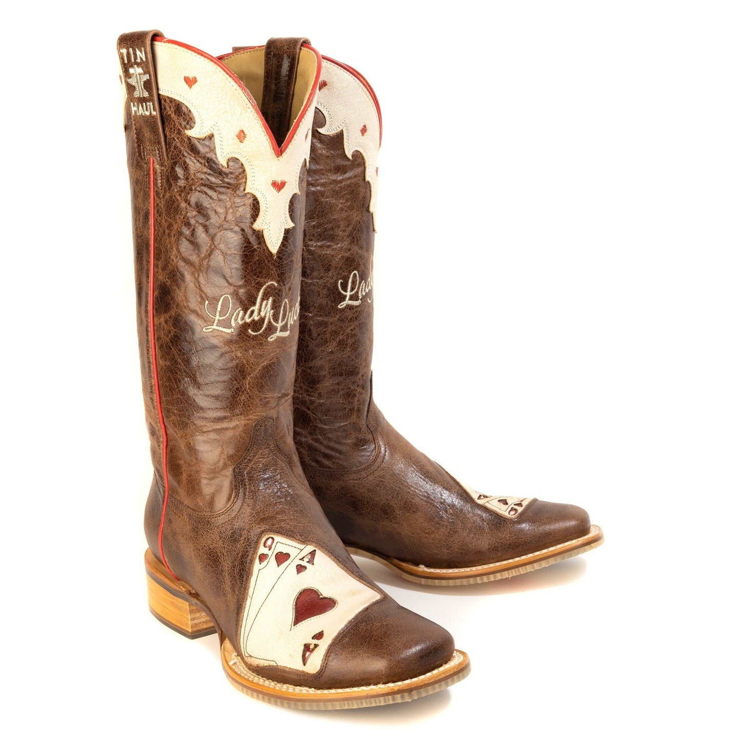 Women's Tin Haul Heartbreakers Boots With Black Jack Sole Handmade Tan