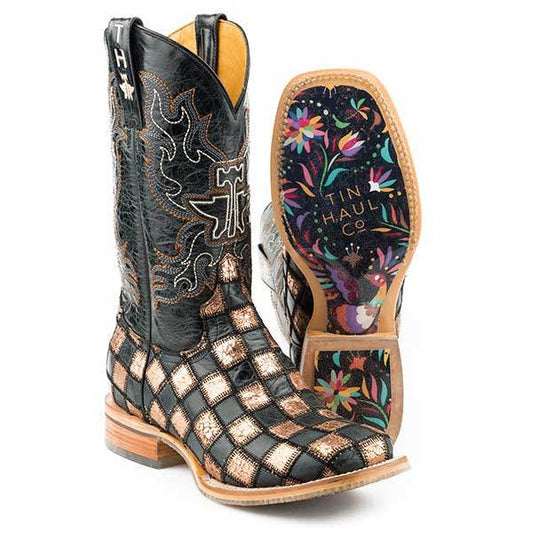 Women’s Tin Haul Ooh La La Boots With Full Of Color Sole Handcrafted Black - yeehawcowboy