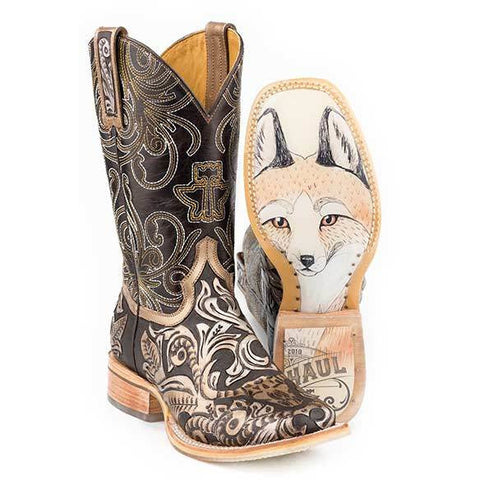 Women's Tin Haul Golden Horns Boots Handcrafted Brown