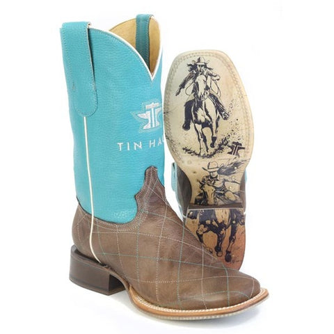 Women's Tin Haul Diamonds Are Forever Boots With Cowgirl Rider Sole Handcrafted Brown