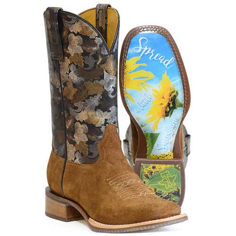 Women's Tin Haul Petals Boots with Sunshine Sole Handcrafted Brown