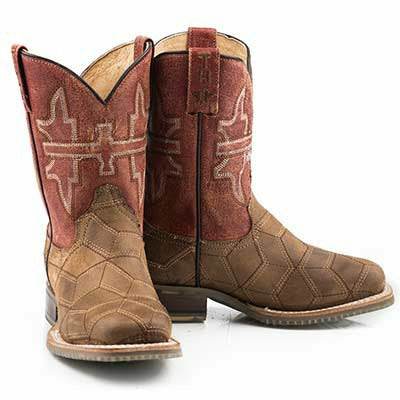 Kid's Tin Haul 3D illusion brown boots with cattle sole handcrafted for kids
