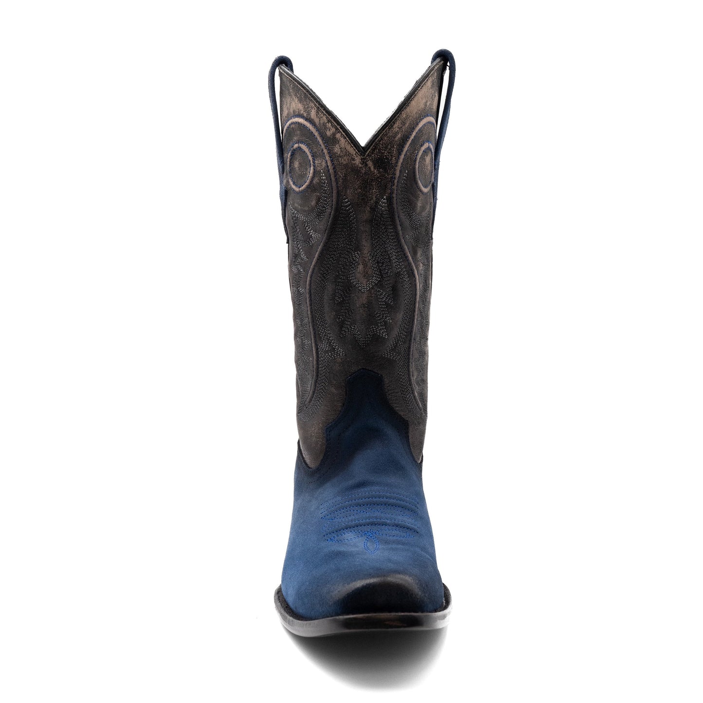 Botas de cuero Ferrini Roughrider para hombre, hechas a mano, con punta cuadrada, color azul eléctrico