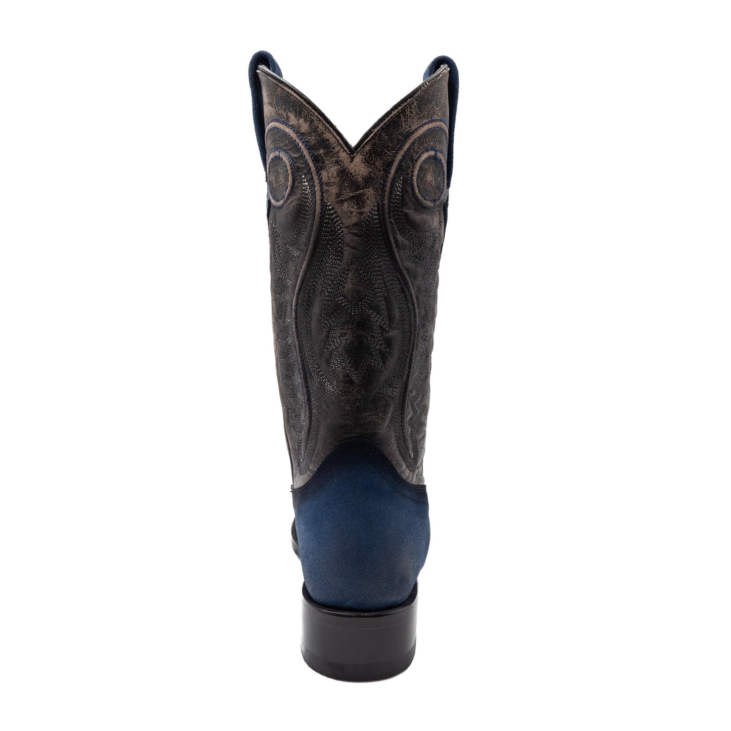 Botas de cuero Ferrini Roughrider para hombre, hechas a mano, con punta cuadrada, color azul eléctrico