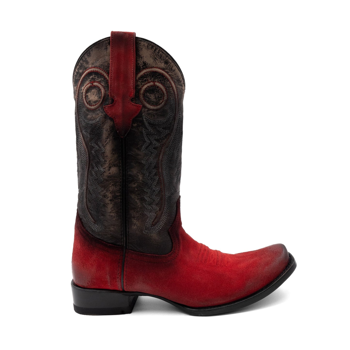 Botas de cuero Ferrini Roughrider para hombre, hechas a mano, con punta cuadrada, color rojo