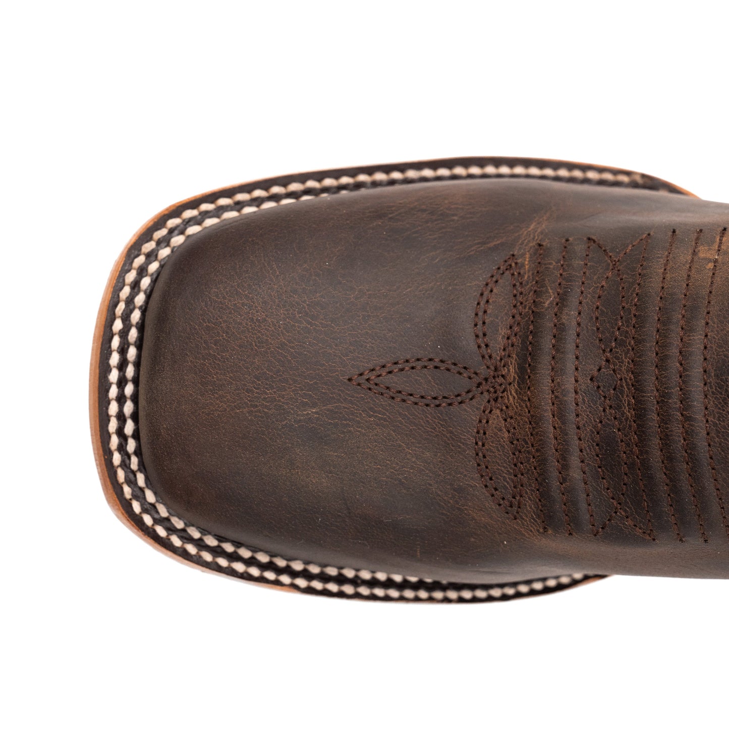 Men's Ferrini Patriot Leather Boots Handcrafted Square Toe Chocolate