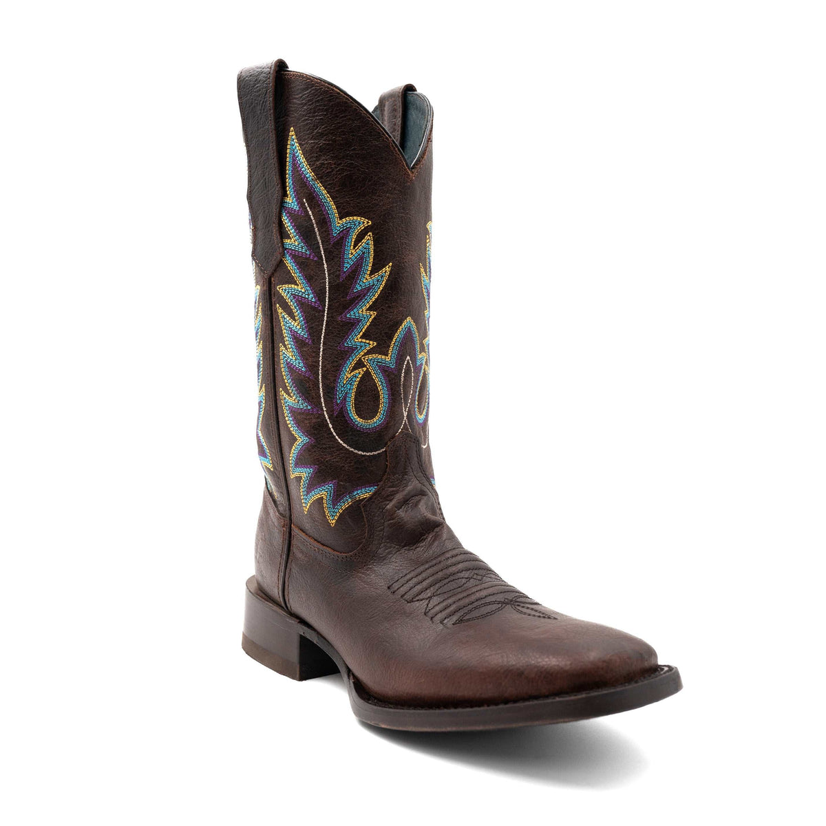 Men's Ferrini Chase leather boots chocolate handcrafted square toe 13-inch height block heel