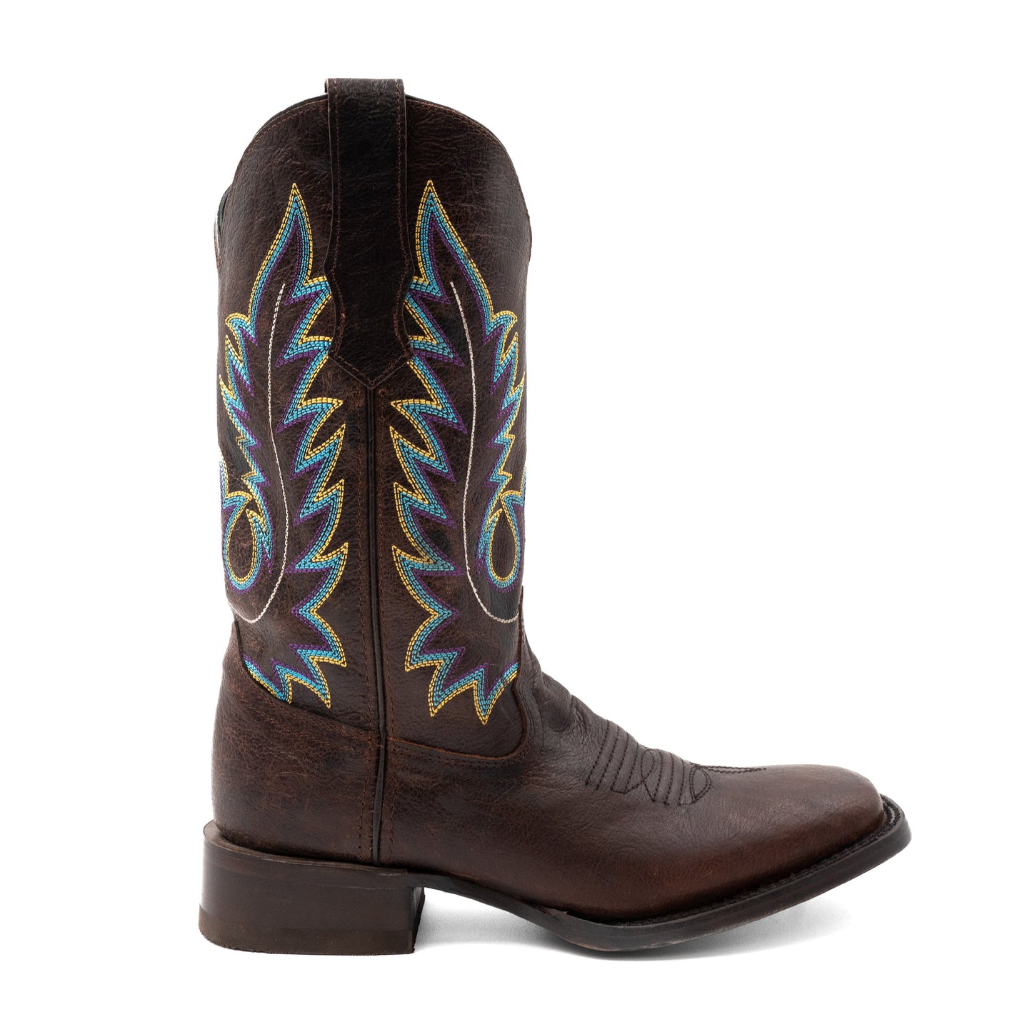 Men's Ferrini Chase Leather Boots Handcrafted Square Toe Chocolate