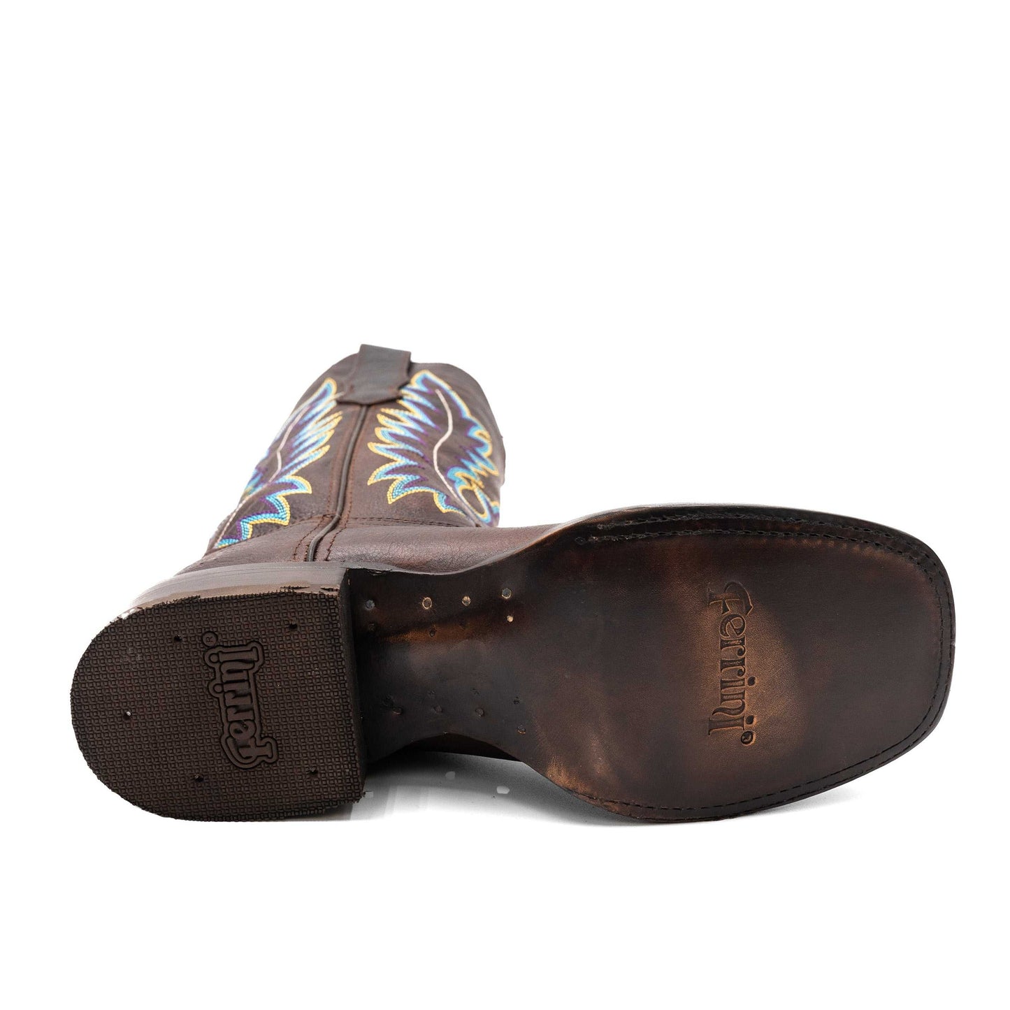 Botas Ferrini Chase de piel para hombre, hechas a mano, con punta cuadrada, color chocolate