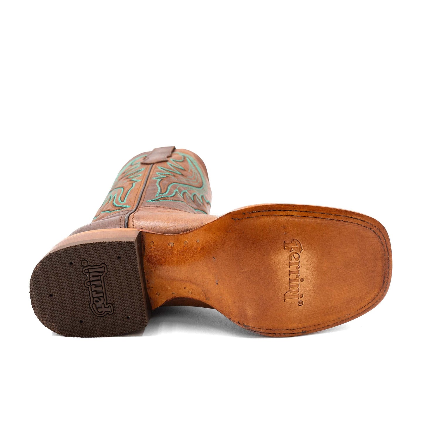 Botas Ferrini Beau de piel para hombre, hechas a mano, con punta cuadrada, color miel