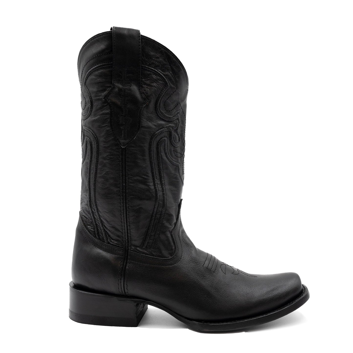 Botas de cuero Ferrini Wyatt para hombre, hechas a mano, con punta cuadrada, color negro
